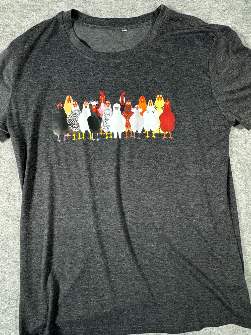 Women’s Charcoal Short Sleeve Chicken Graphic Tee